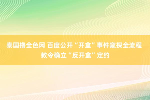 泰国撸全色网 百度公开“开盒”事件窥探全流程 敕令确立“反开盒”定约