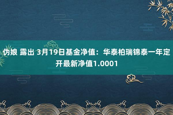 伪娘 露出 3月19日基金净值：华泰柏瑞锦泰一年定开最新净值1.0001