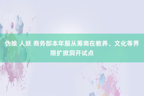 伪娘 人妖 商务部本年服从筹商在教养、文化等界限扩掀洞开试点